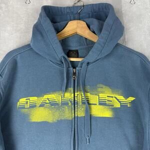 Oakley Vintage Full Zip Hoodie Blue Logo Ski Relaxed  Men Sz L Fleece Y2K Skate